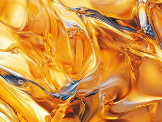 Golden Abstract Fluid Texture with Swirling Patterns and Metallic Highlights, Modern Art