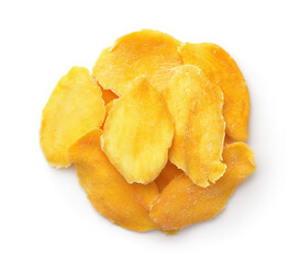 Top view of dried mango slices