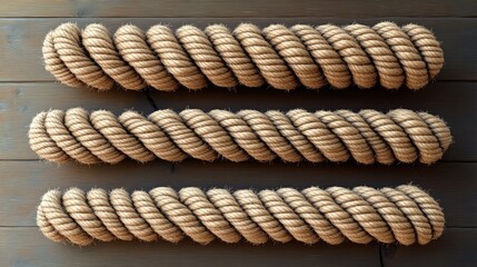 Three Ropes, Wooden Background, Nautical Theme, Texture