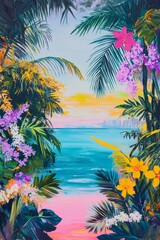 tropical island with palm trees