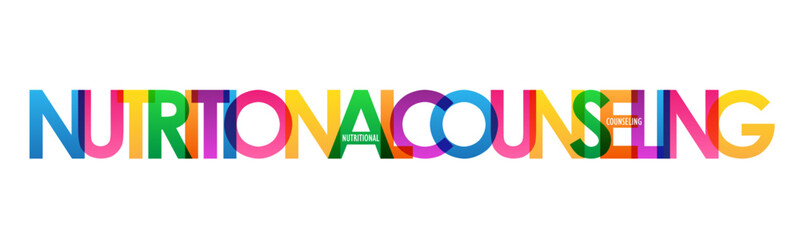 NUTRITIONAL COUNSELING colorful typography vector banner