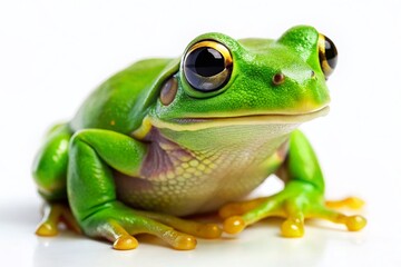 Green Tree Frog on White Background - High-Resolution Stock Photo
