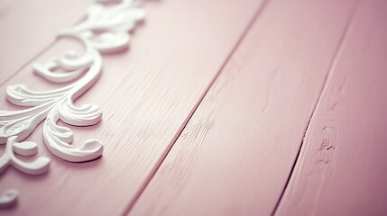 Naklejka premium White Ornate Design on Pink Wooden Surface
