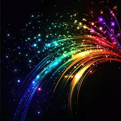 Fototapeta premium A Creative New Year Template Featuring Fiber Optic Glow and Space for Custom Messages.
