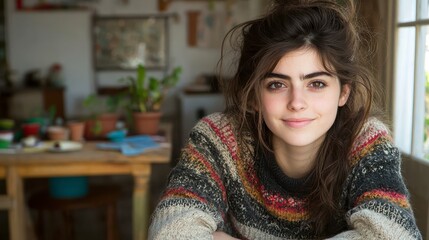 Portrait of a Young Woman with a Warm and Friendly Expression
