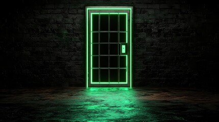 Unlocking mysteries neon door dark room