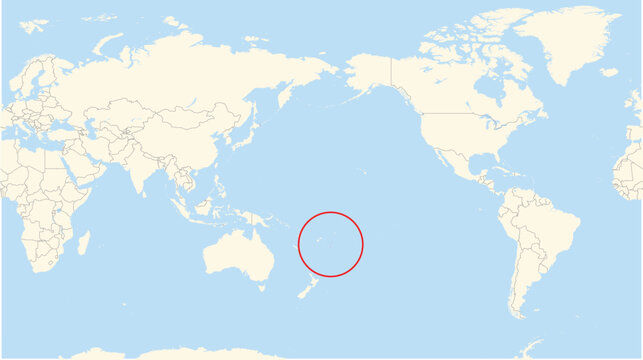 Location Map of the country Tonga in Australia. The country is highlighted with a red polygon. No labels at all.