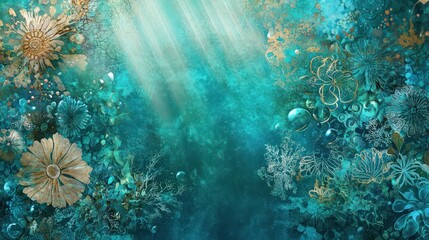Obraz premium Serene Underwater Background with Cool Aqua and Teal Tones