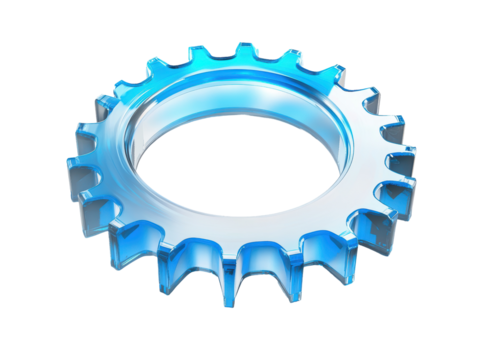 Isolated Blue Glass Gear - Powered by Adobe