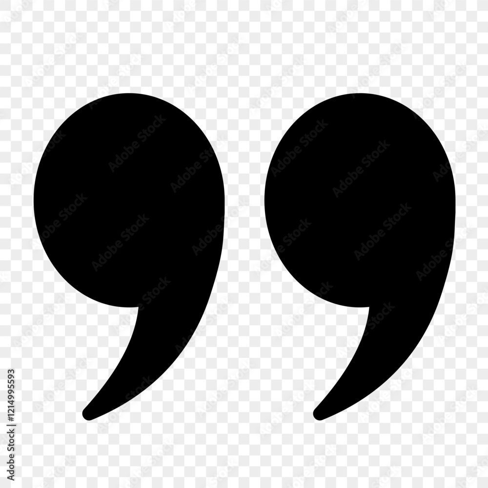 Fototapete round icons in the form of black quotation marks on a transparent background. quotes, highlighted ve