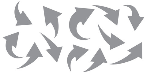 Black arrows icon vector set. Bold arrow symbol curved flat design isolated