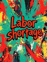 Bold graphic design emphasizing labor shortage with stark contrasts and dynamic lines, representing economic challenges and employment crisis