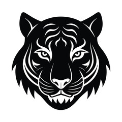 Tiger Head Silhouette Vector Art and Black Tiger Head Design Illustration