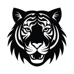 Tiger Head Silhouette Vector Art and Black Tiger Head Design Illustration
