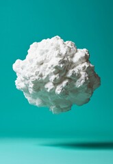 3D Clay Model of a Cloud in Mid-Air on a Bright Turquoise Background