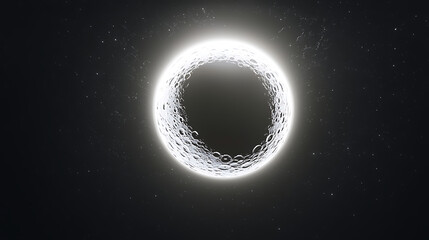 Fototapeta premium White glowing moon with halo on black background