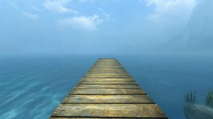 Fototapeta premium Tranquil Wooden Dock Overlooking Calm Water