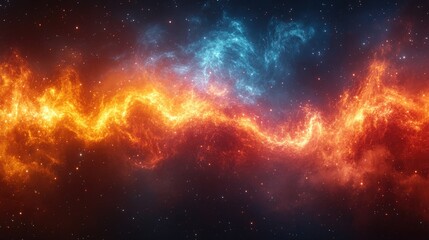 Fototapeta premium Fiery and Icy Cosmic Nebula: A Dynamic Abstract Space Artwork