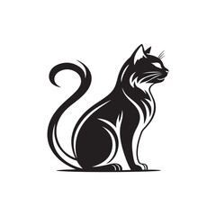 cat logo silhouette vector line art logo design