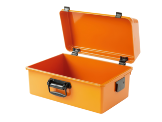Isolated Open Orange Metal Tool Box