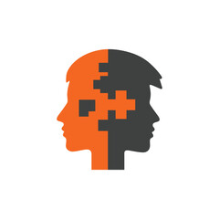 silhouette of faces, faces logo, man and woman look one way, vector illustration, logo vector icons isolated on white background, design element, editable file