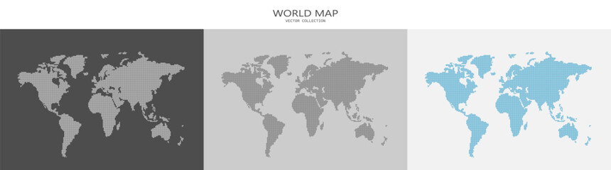 Digital dot planet Earth, highlighted on a black background. The set is a stylized globe with dots-particles. Vector illustration.