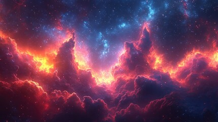 Fiery Nebula In A Cosmic Dreamscape