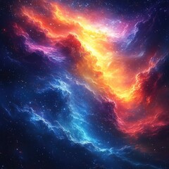 Obraz premium Vibrant Nebula in Deep Space: A Cosmic Dreamscape