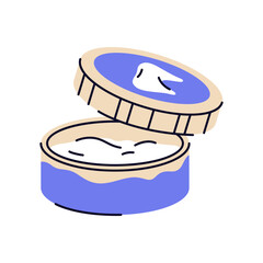 Dentifrice vector icon. Toothpaste or tooth powder, gel for daily dental care or oral routine, teeth cleaning or tartar, plaque protection. Fresh breath accessory. Hygiene for healthy gums, enamel.