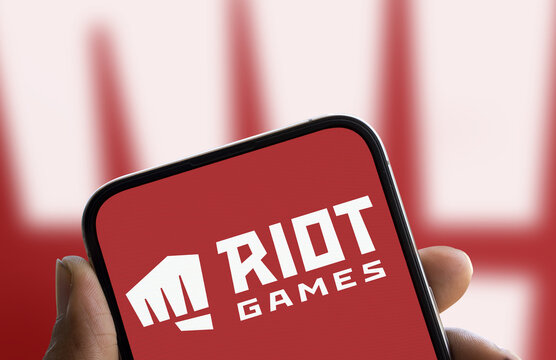 Dhaka, Bangladesh- 20 jan 2025: Riot games logo is displyed on smartphone. Riot Games is an American company that creates and publishes video games, and also organizes esports competitions.