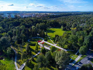 Piła, panorama miasta, Ratusz, Park © ukasz