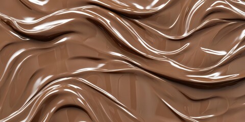 Smooth and glossy chocolate waves creating a luxurious abstract pattern