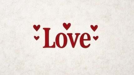 Red Love Word Art With Small Hearts