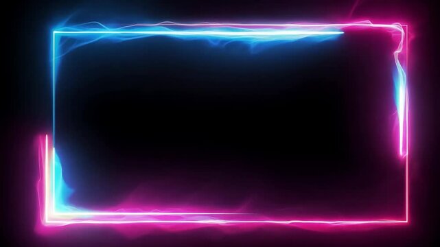 Modern LED border with vivid blue and pink lights, creating an eye-catching frame, perfect for creative digital presentations. Generative AI