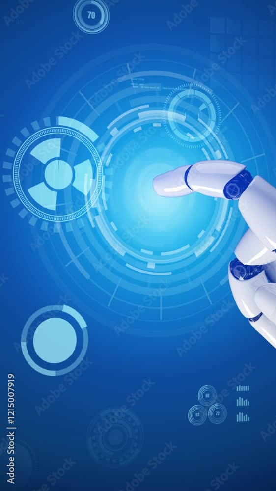 Poster futuristic robot artificial intelligence revolutionary ai technology development and machine learnin
