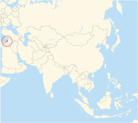 Location Map of the country Lebanon in Asia. The country is highlighted with a red polygon. No labels at all.