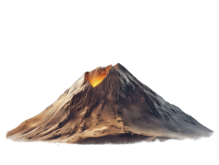 Isolated Volcano Mountain with Lava Eruption