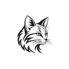 cat logo silhouette vector line art logo design