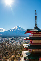 Iconic pagoda overlooking mount fuji japan landscape photography natural beauty aesthetic viewpoint