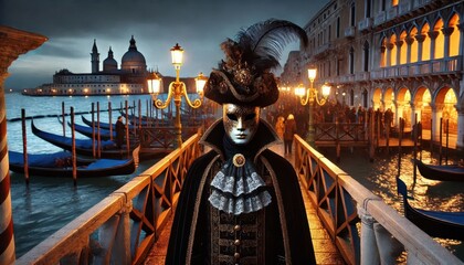 carnival in venice people in masks created with generative AI software.