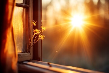 A clean, abstract representation of an open window with sunlight streaming through, symbolizing optimism and opportunity