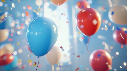 Blue balloons vector illustration celebration transparent