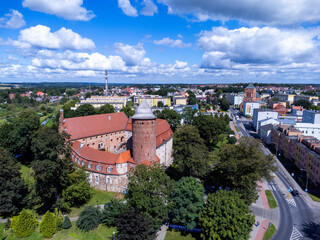 Świdwin, panorama miasta, ratusz, rynek, zamek, brama © ukasz