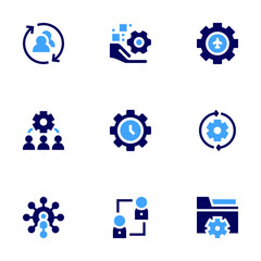 Manager icon set. Bold style. Duotone colors. sharing, team management, exchange, employee, time management, digital asset management