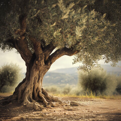 Landscape of olive trees.