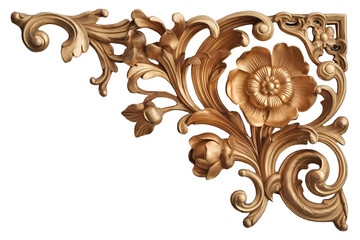 golden corner decorative floral element cut out