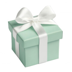 Obraz premium Beautiful mint green gift box with white ribbon perfect for special occasions