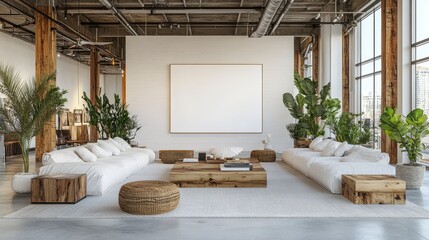 Spacious Modern Loft Apartment with Large Windows and White Furnishings