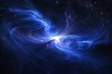 Fototapeta premium Abstract night sky with stars and nebulae, a starry background. Dark blue galaxy texture for design or illustration. Space background with copy space.