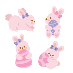 Set of cute easter bunny for Easter day.